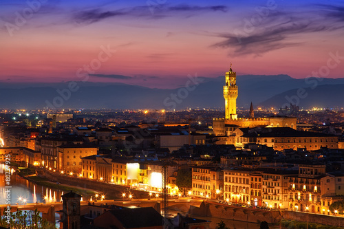  view of Palazzo Vecchio in evening illumination  Florence