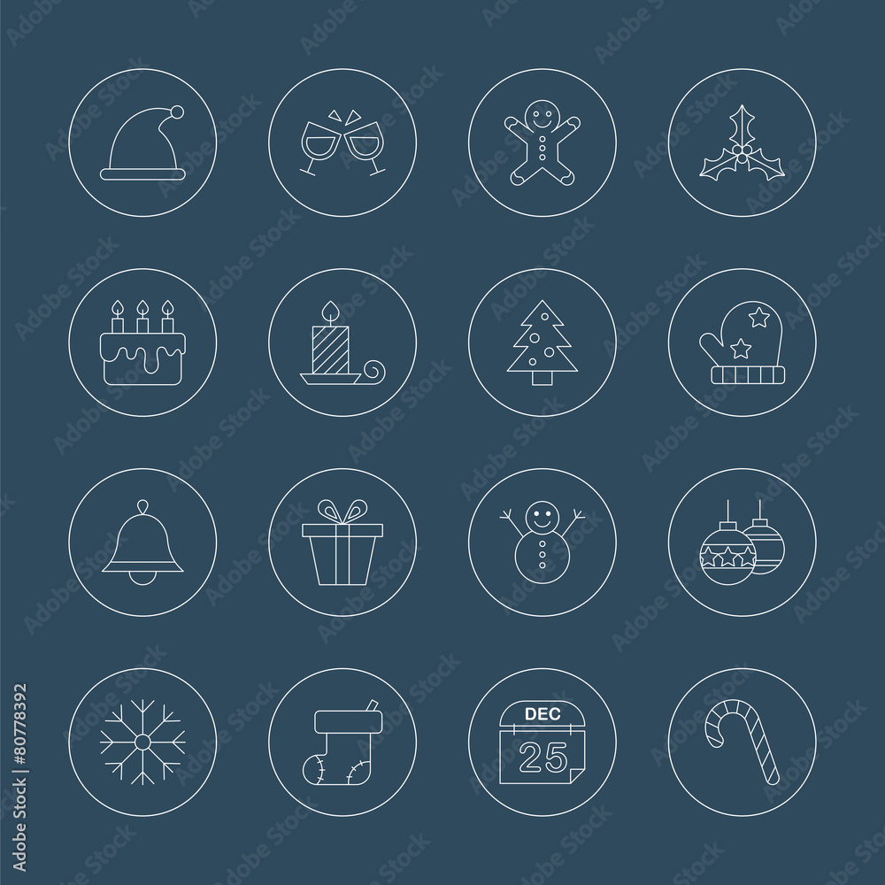 Christmas line icon set