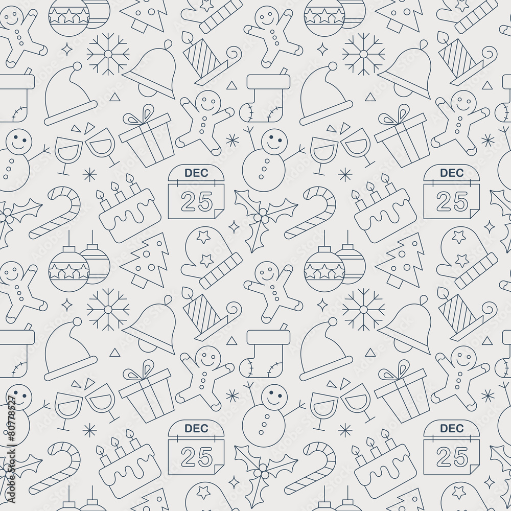 Christmas line icon pattern set