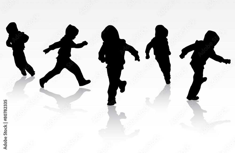 Obraz premium happy boys silhouettes group