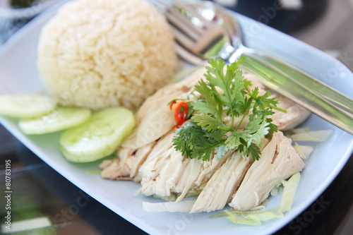 Obraz na plátně steamed chicken with rice , khao mun kai