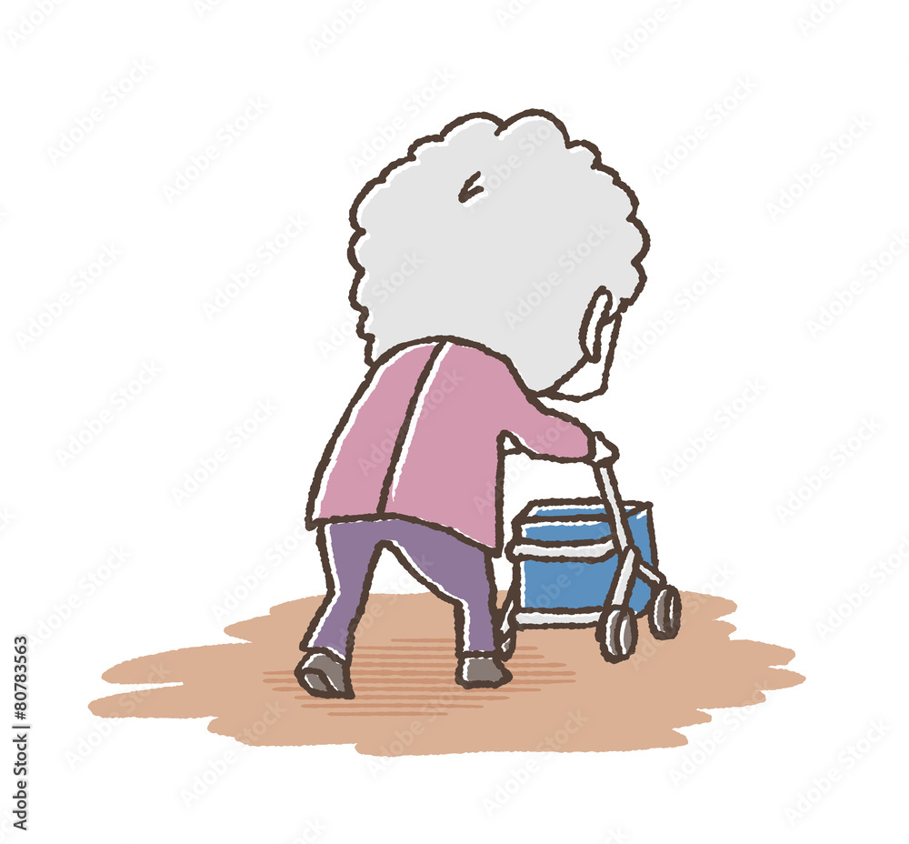 おばあさんと手押し車 Stock イラスト Adobe Stock