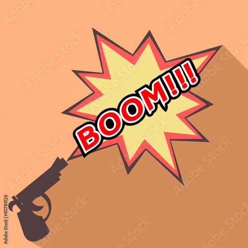 Cartoon Boom with a gun. Weapons. Vector illustration.