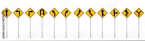 traffic signs isolated on white background