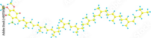 Fototapeta Naklejka Na Ścianę i Meble -  Ubiquinone molecule isolated on white