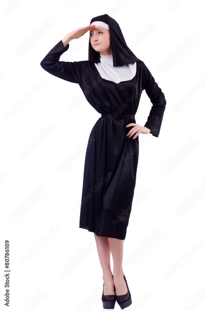 Nun isolated on the white background Nun isolated on the white background