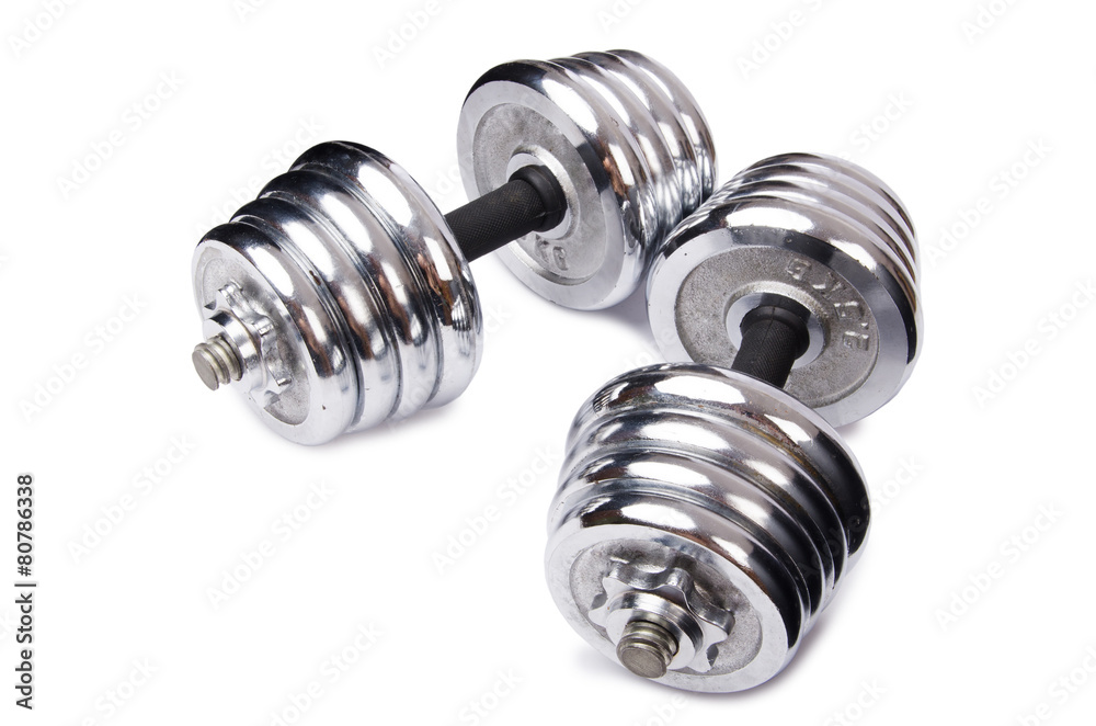 Dumbbells isolated on the white background Dumbbells isolated on the white background