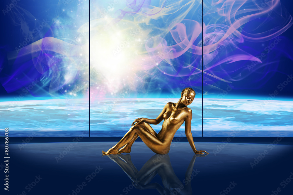 Naklejka premium Gold lady