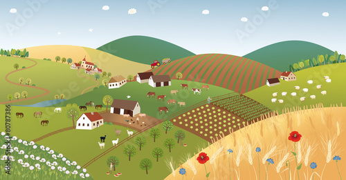 Summer farmer landscape