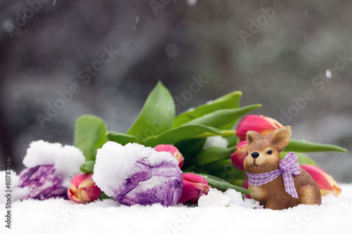 Obraz na płótnie Ostereier im Schnee