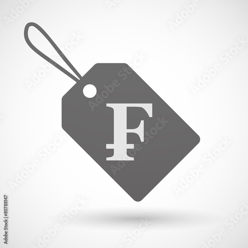 Shopping label icon with a swiss frank sign
