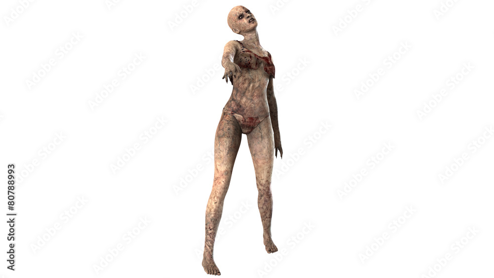 Walking dead zombie woman isolated on white background Walking dead zombie woman isolated on white background