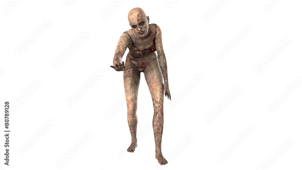 Walking dead zombie woman isolated on white background Walking dead zombie woman isolated on white background