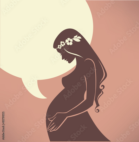happy pregnant woman and speech bubble