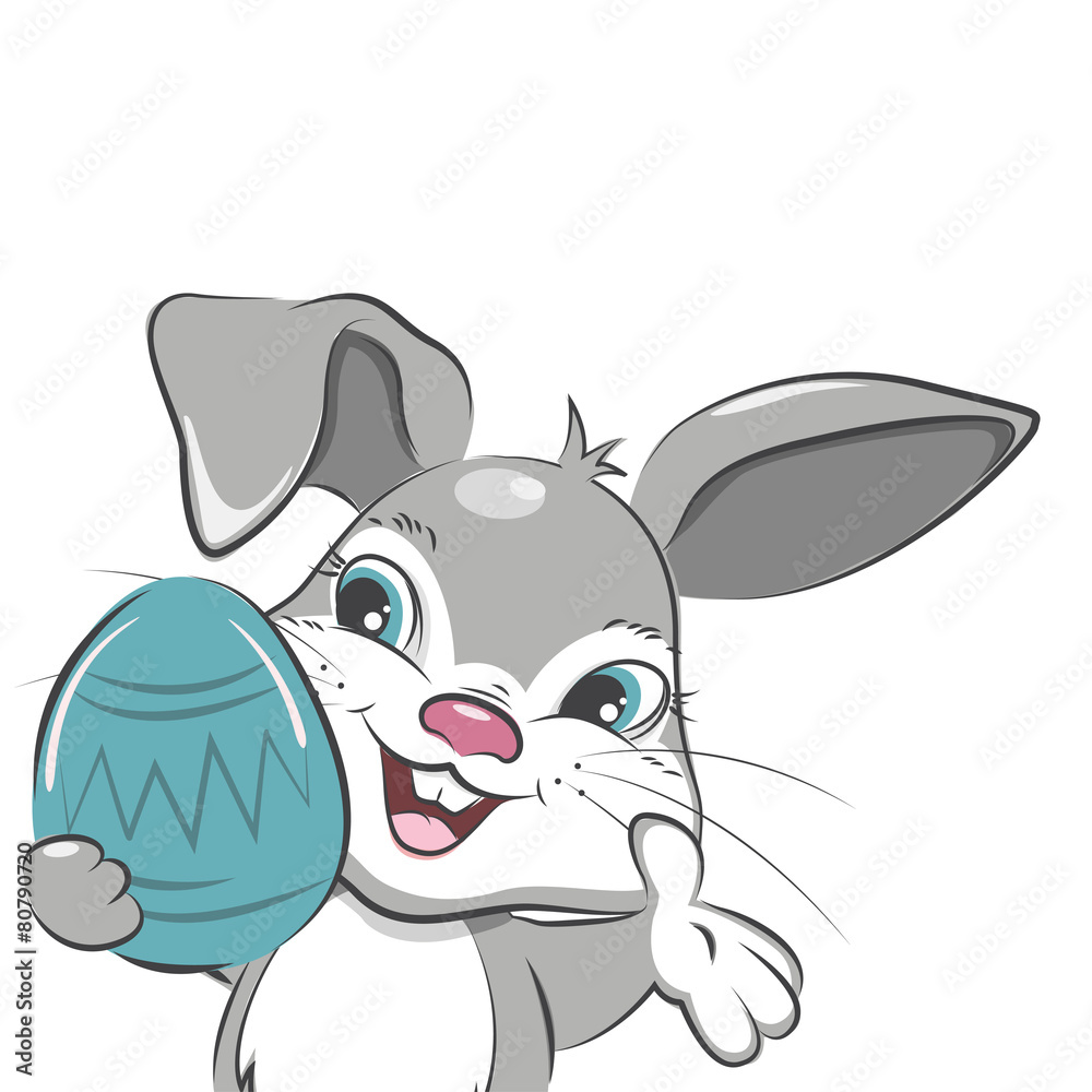 Naklejka premium Cute Easter bunny with Easter egg. Isolated.
