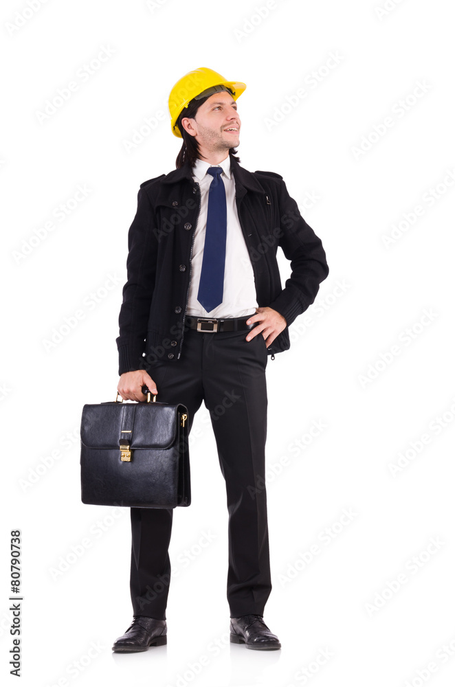 Young construction architect isolated on the white Young construction architect isolated on the white