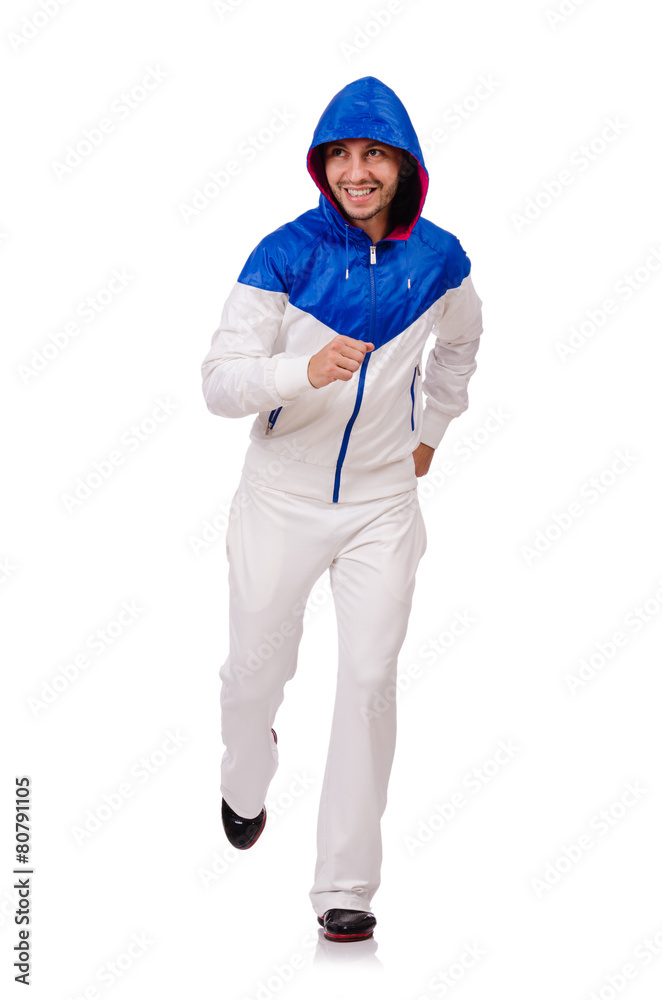 A man in white sportswear isolated on white A man in white sportswear isolated on white
