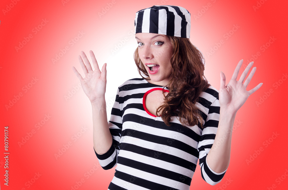 Convict criminal in striped uniform Convict criminal in striped uniform