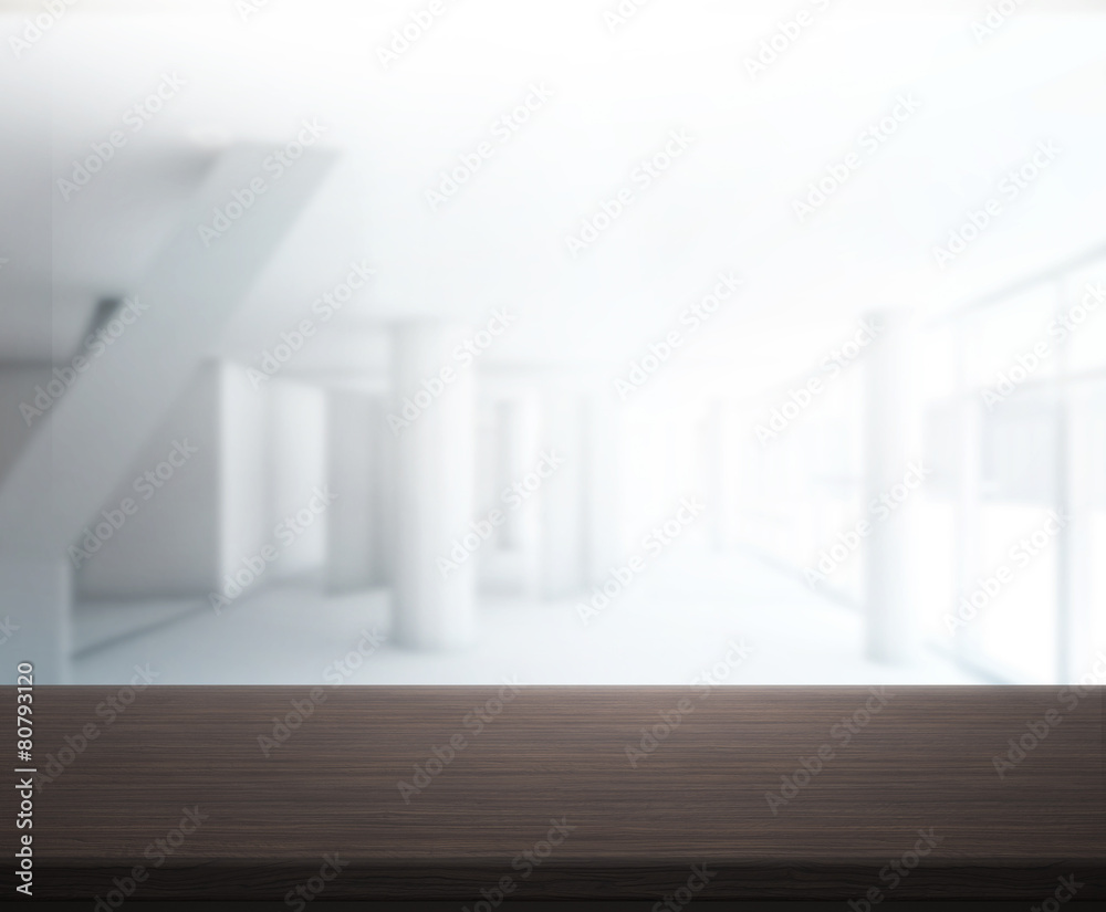 Fototapeta premium Table Top And Blur Office Background