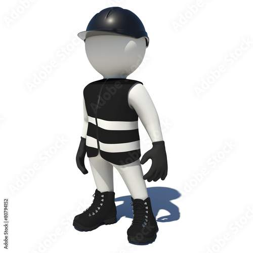 Worker in black overalls. Isolated