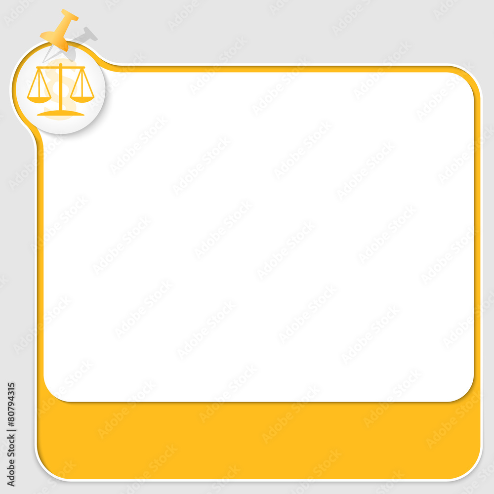 yellow text box with pushpin and law symbol