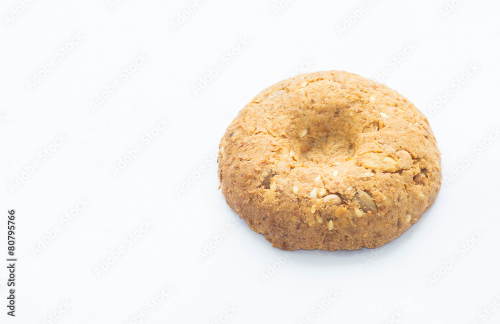 cereal cookies closeup on white background. cereal cookies closeup on white background.
