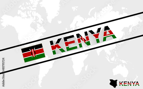 Kenya map flag and text illustration
