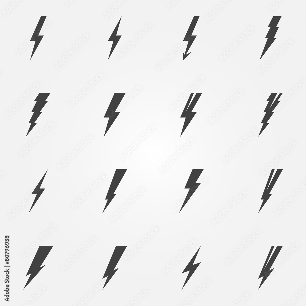 Lightning black vector icons Lightning black vector icons