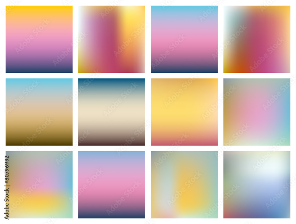 Set of vector gradient, blur backgrounds.