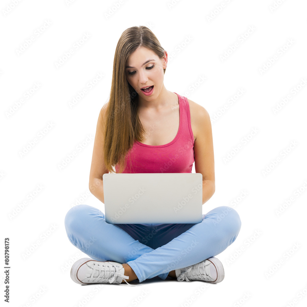 Woking with a laptop
