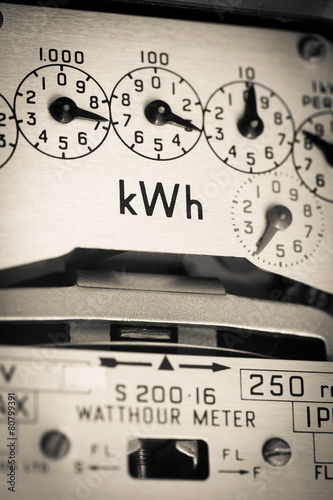 kWh electric meter. Concept for price rise, energy supplier, gas and fuel.