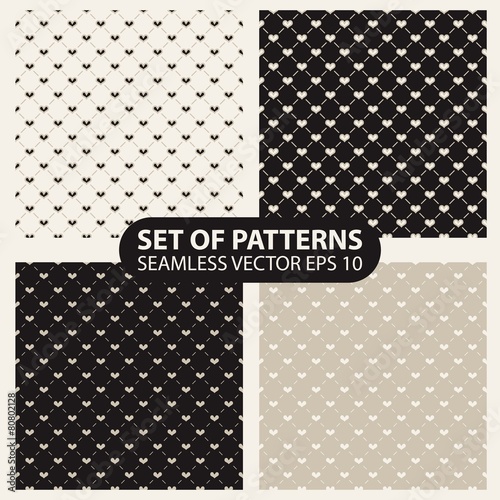 set of seamless graphic patterns hearts