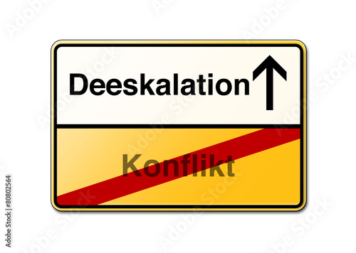 Deeskalation Konflikt lösen schild