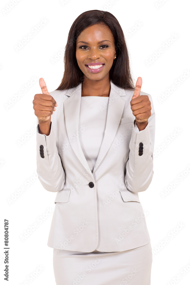 african american businesswoman giving thumbs up african american businesswoman giving thumbs up
