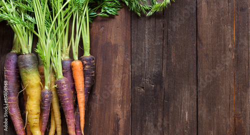 Fresh organic rainbow carrots