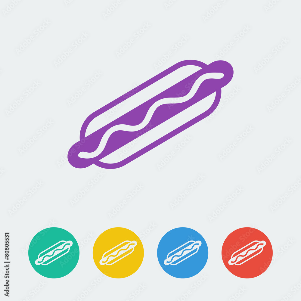 Vector hotdog flat button. Vector hotdog flat button.