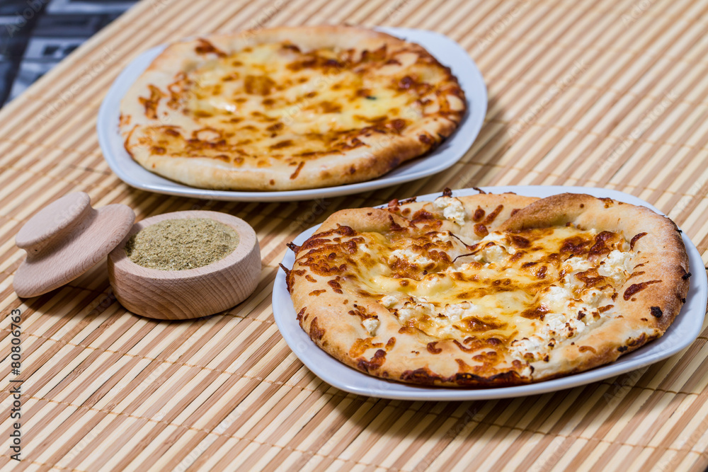 Hot Tasty bread cake with yellow cheese Hot Tasty bread cake with yellow cheese