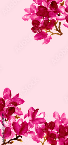 Vector background with red watercolor magnolia