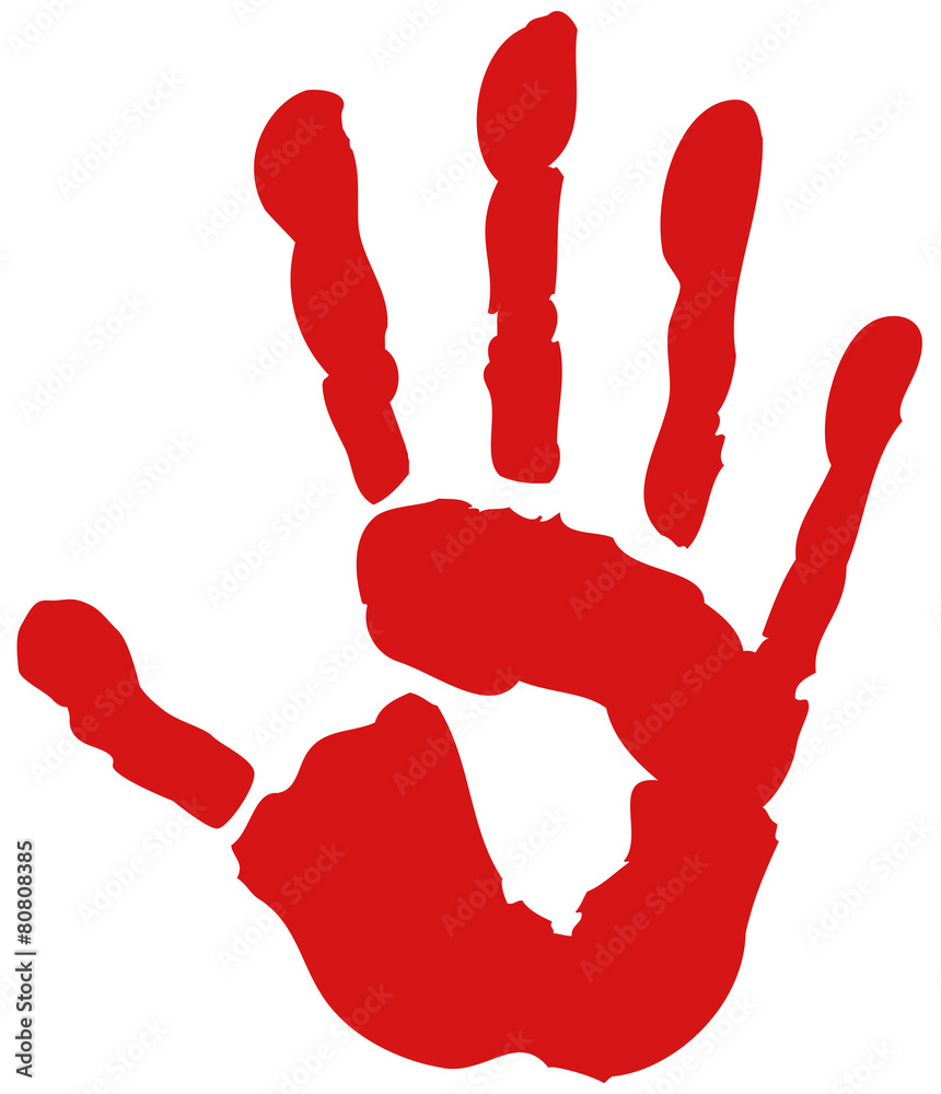 Handabdruck Hand rot