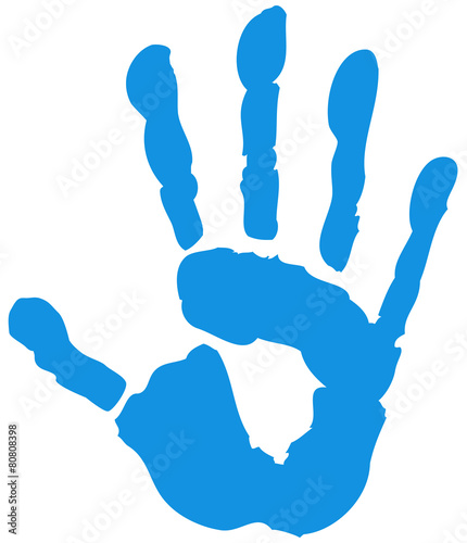 Handabdruck Hand blau