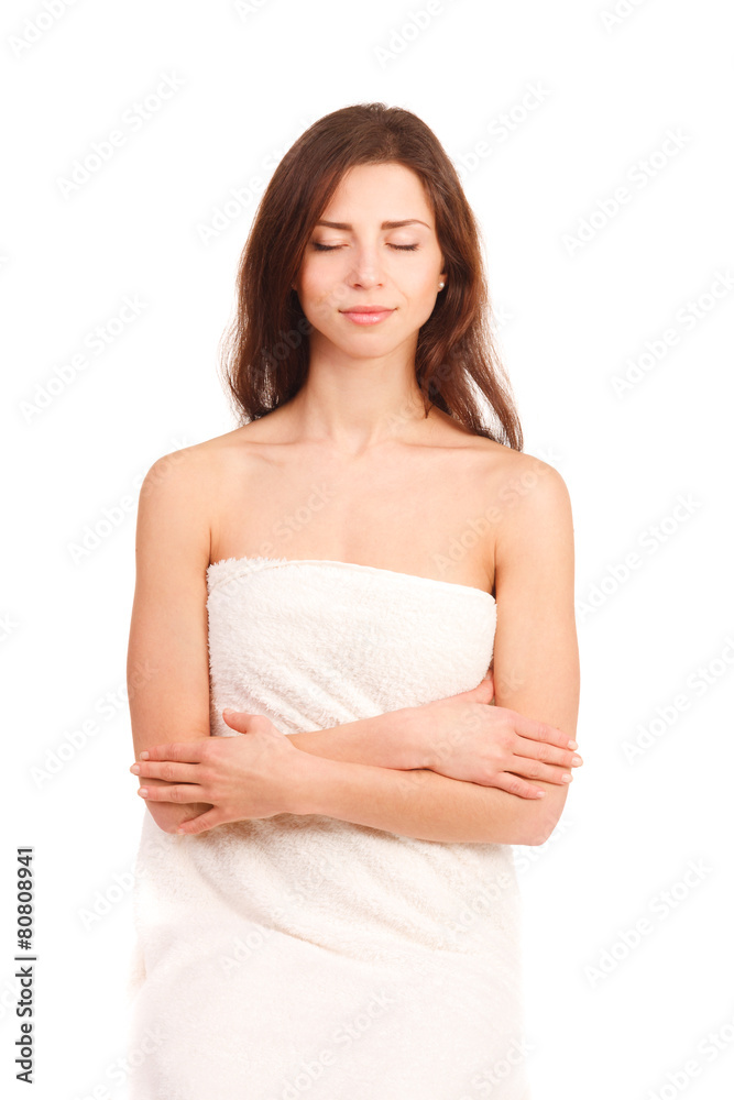 beautiful woman in spa wrapped in towel beautiful woman in spa wrapped in towel