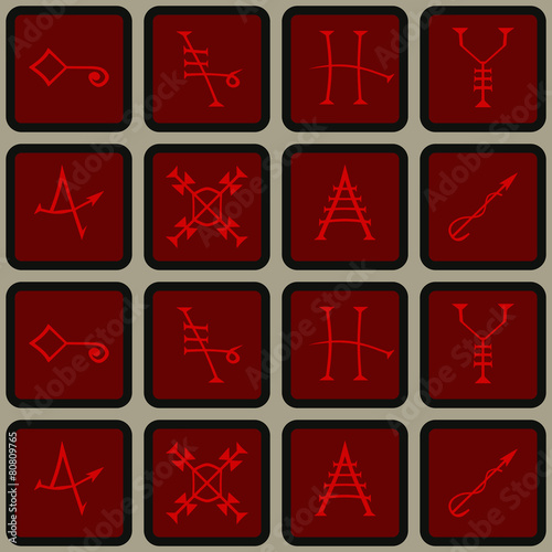 Seamless Background with Medieval Alchemical Signs photo