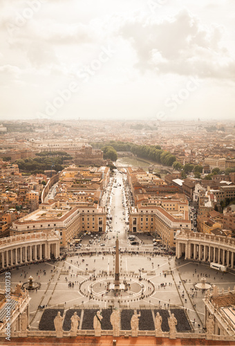 Panorama of Saint Peters Square in Rome from above