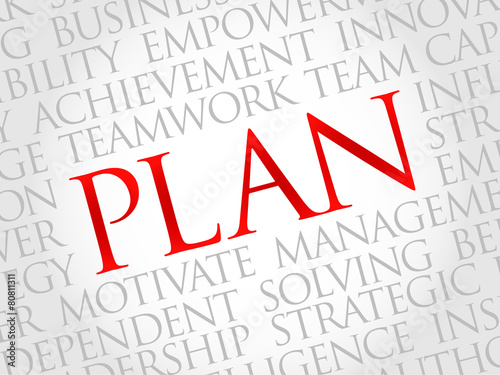 Plan word cloud, business concept