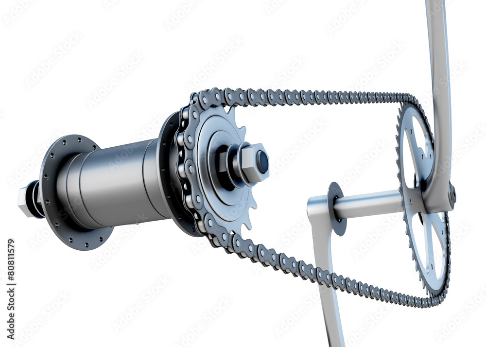 Fototapeta premium Bicycle chain with pedals close-up