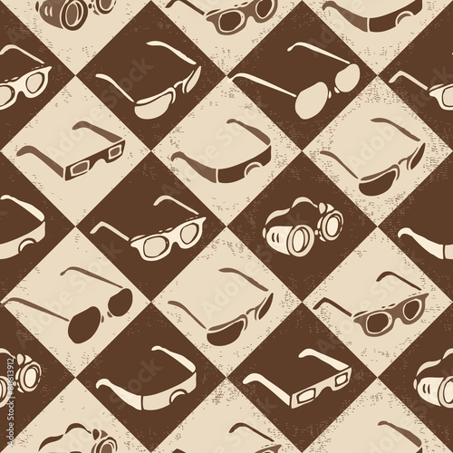 Glasses, sunglasses and 3D-glasses seamless pattern