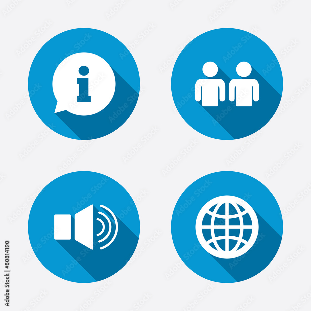 Information sign and group. Communication icons.