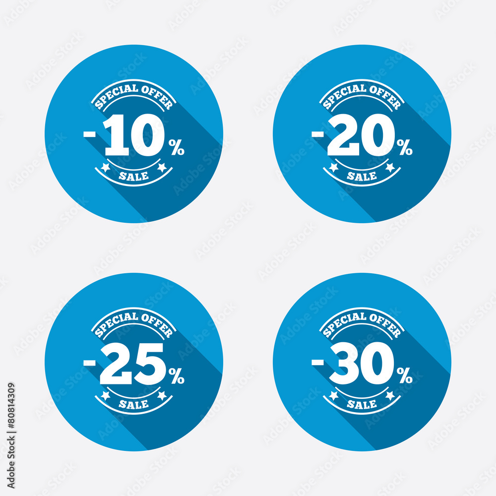 Sale discount icons. Special offer price signs. Sale discount icons. Special offer price signs.