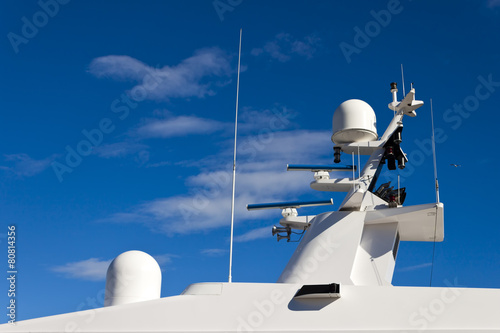Communication mast on yacht.