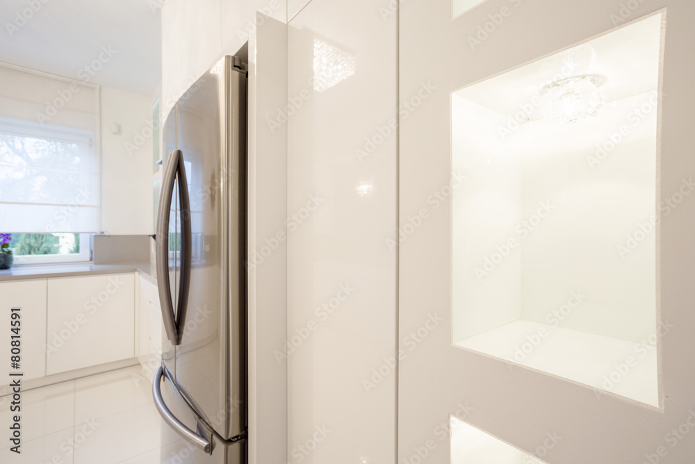 Crystal kitchen with silver fridge Crystal kitchen with silver fridge
